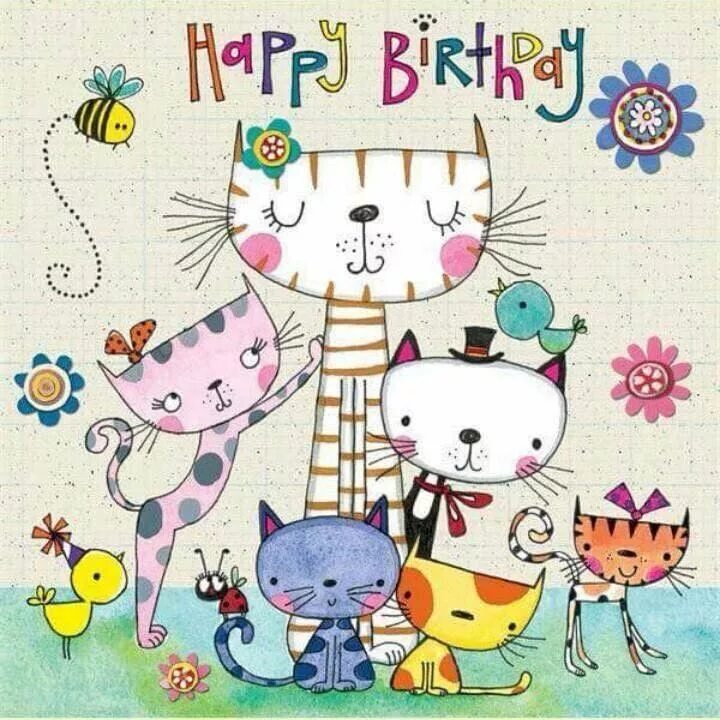 Картинка с днем рождения с котом Pin by Sandra902 on Art Birthday Happy birthday cat, Happy birthday wishes cards