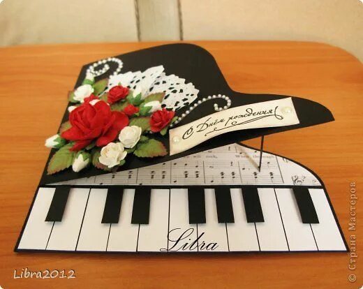 Картинка с днем рождения учителю музыки Piano Card - Pic 2 Musical cards, Birthday cards diy, Handmade paper crafts