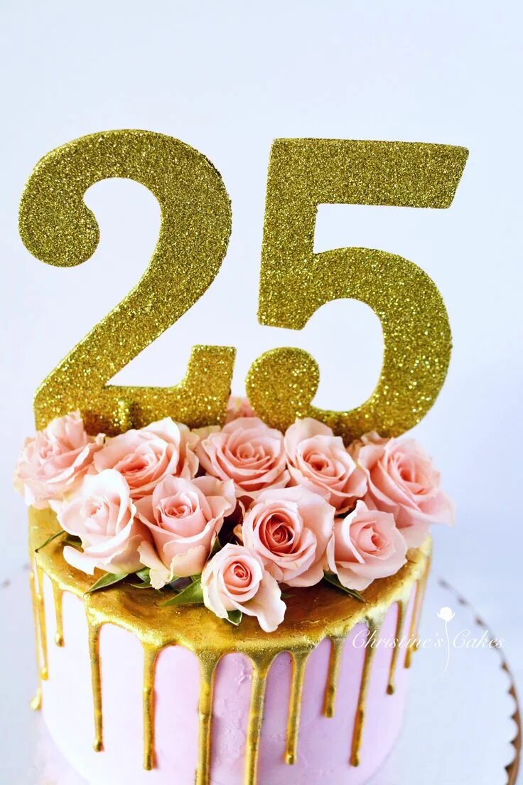 Картинка с днем рождения женщине 25 лет Elegant Floral Birthday Cake