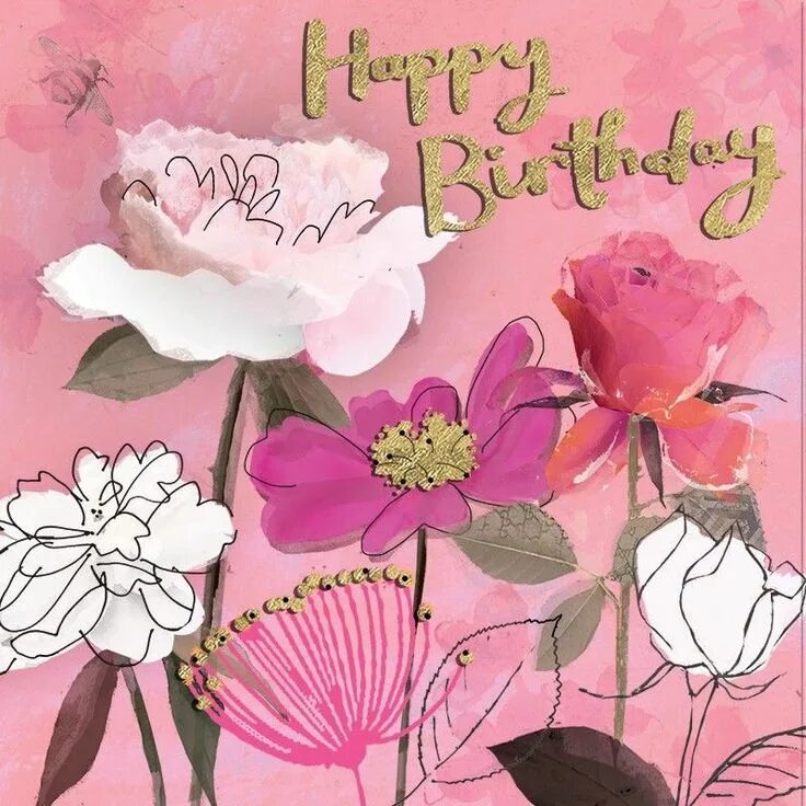 Картинка с днем рождения женщине пинтерест Pin by annette van de crommenacker on Verjaardagskaart Happy birthday flower, Ha