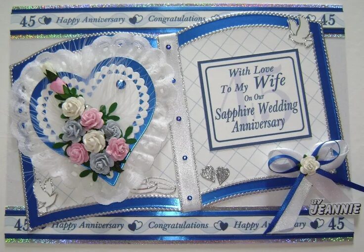Картинка с днем свадьбы 45 лет 45 years Sapphire Anniversary Stampin up valentine cards, Wedding anniversary ca