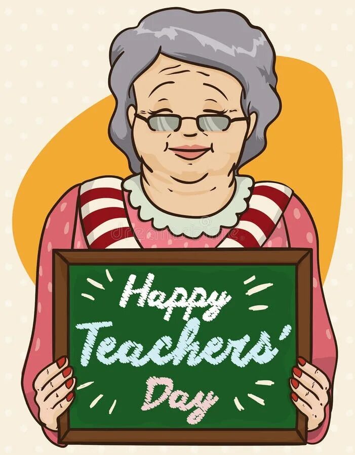 Картинка с днем учителя бабушке Art Teacher Holding a Sign with Greeting Message, Vector Illustration Stock Vect