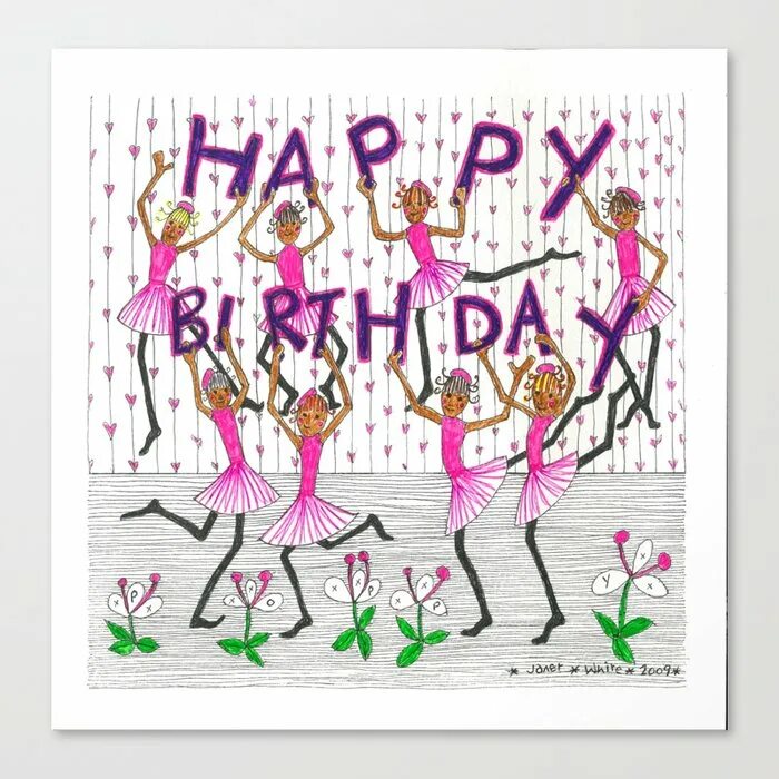 Картинка с днем учителя танцев прикольная Happy birthday dancing girls Canvas Print by Janet White Society6