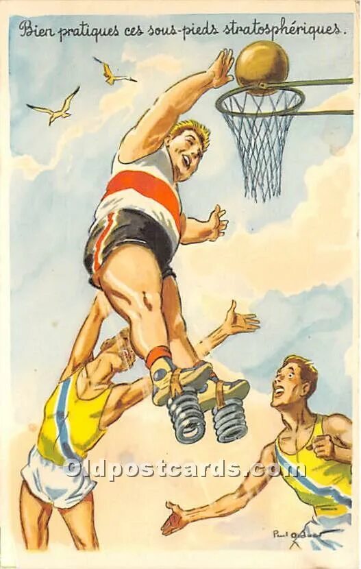 Картинка с днем учителя тренеру по баскетболу Basketball Postcards OldPostcards.com