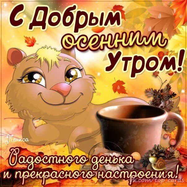 Картинка с добрым утром осенняя прикольная новая Доброе утро, день, вечер Доброе утро, Картинки, Вдохновляющие фразы