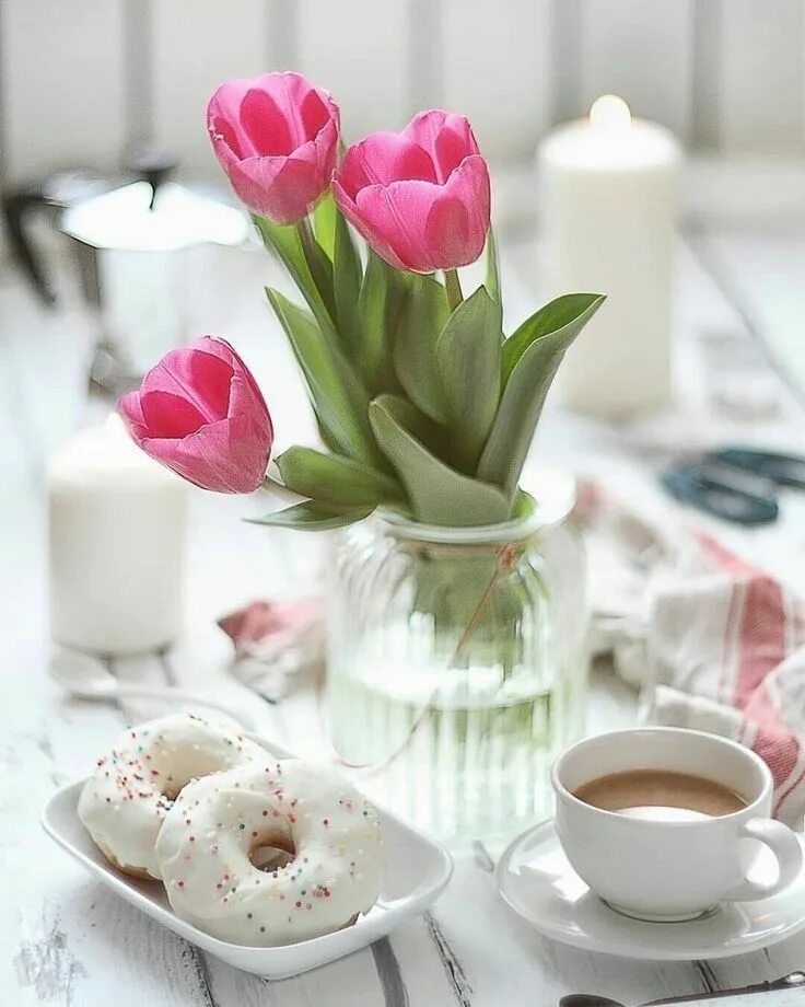 Картинка с добрым утром пинтерест Pin on Spring Blooms Coffee breakfast, Coffee flower, Good morning coffee