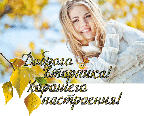 Картинка с добрым утром вторника осенняя прикольная Анимированная открытка Доброго вторника! Хорошего настроения!