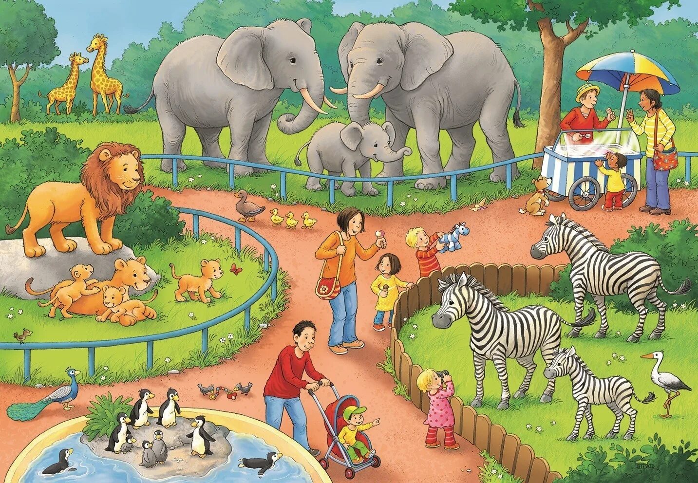 Картинка с животными для детей для описания Пазл Ravensburger "День в Зоопарке", 2 шт по 24 детали - характеристики на Мегам