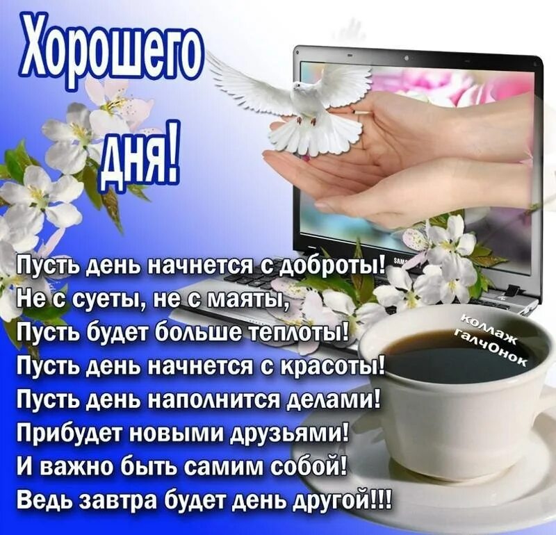 Картинка со стихами хорошего дня Доброе утро! - Вы уверены?.. - Нет, но надежда есть.