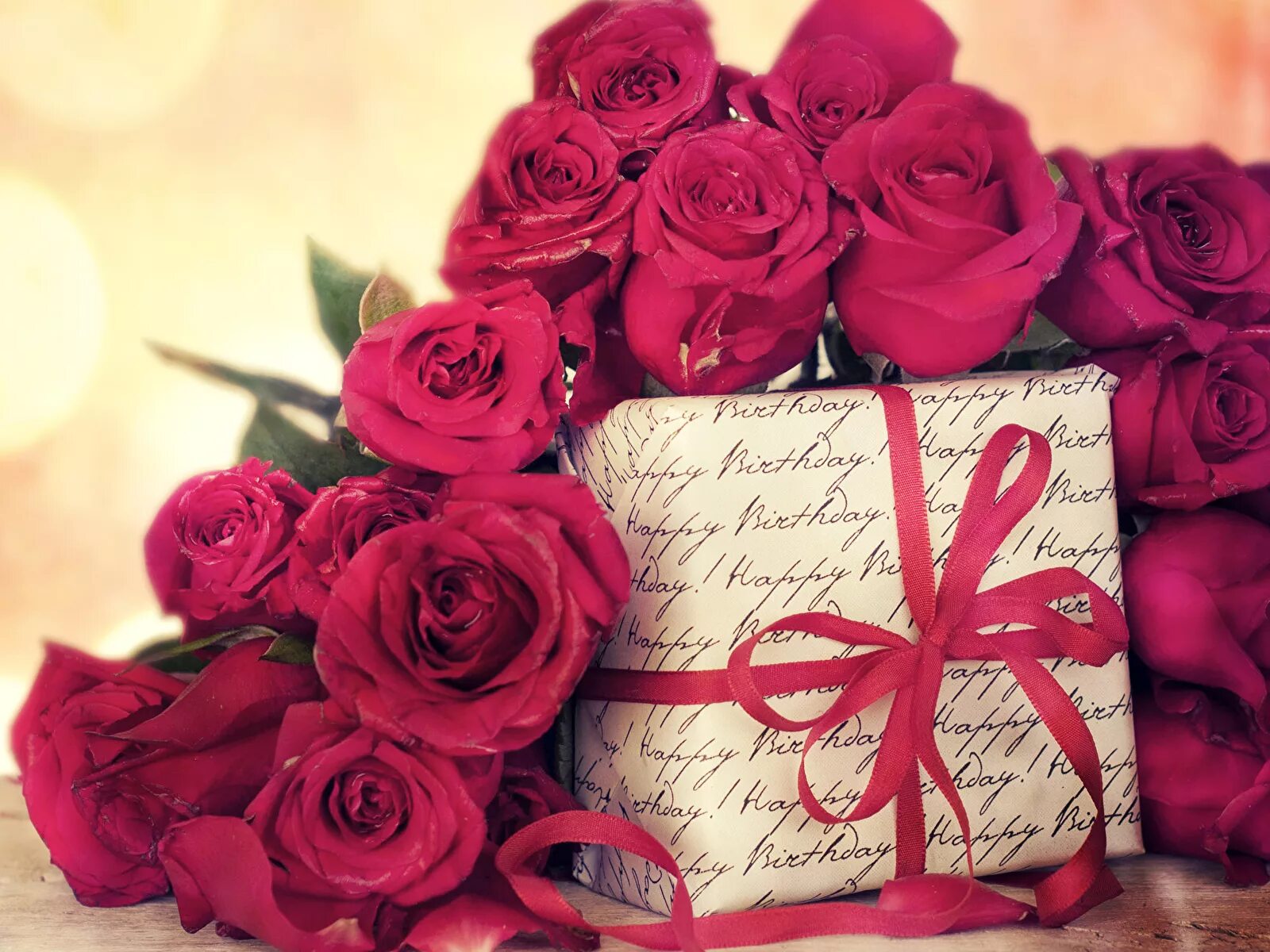 Картинка цветы с днем рождения Desktop Wallpapers Roses maroon Gifts Flowers bow knot 1600x1200