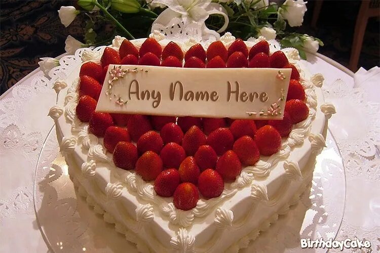 Картинка торт с днем рождения женщине Strawberry birthday cake of name generator, this is the best idea to wish anyone