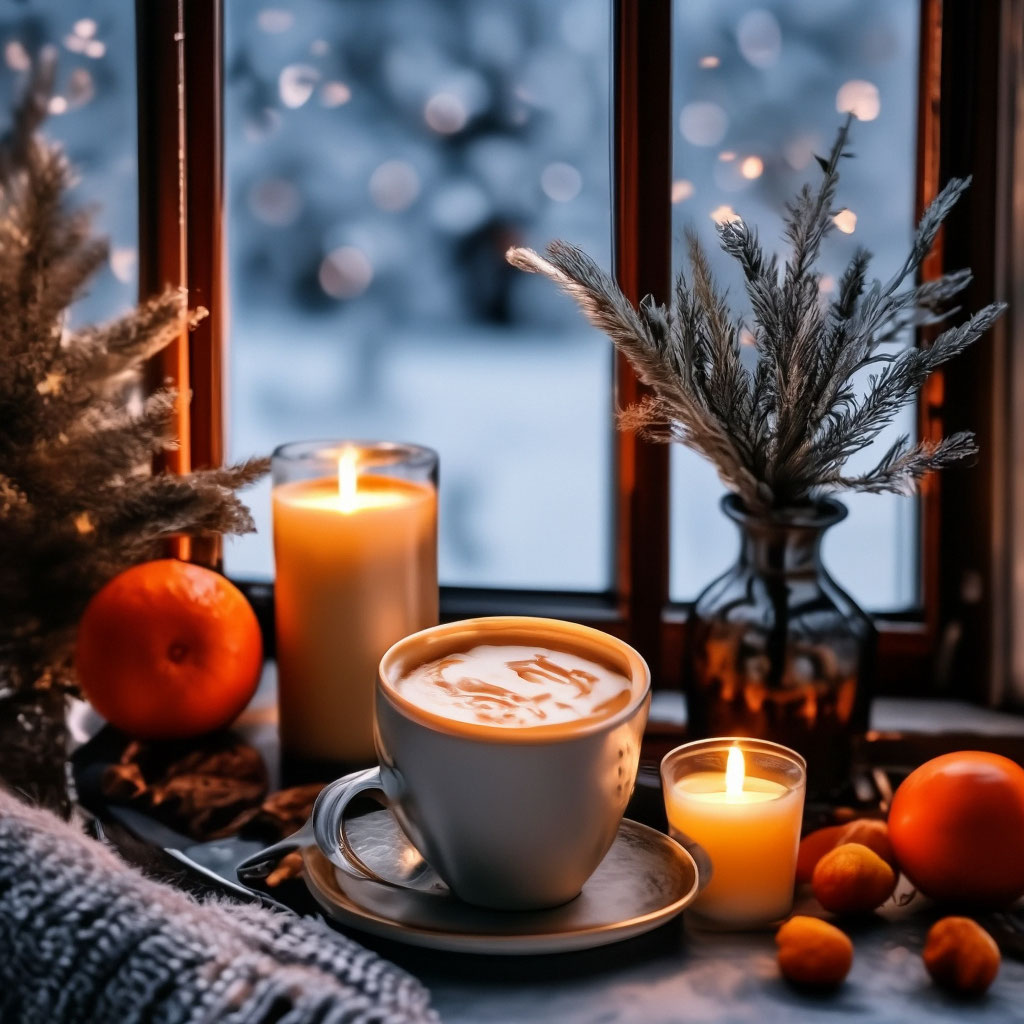 Картинка утро новый год Good morning! Снежная зима за окном." - картинка создана в Шедевруме