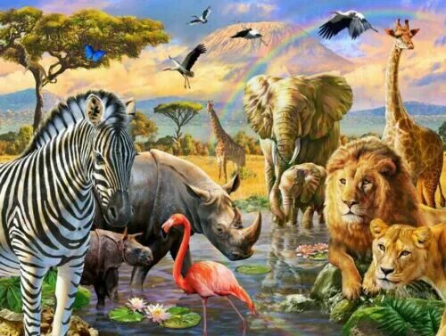 Картинка в мире животных Safari Animal Wall Mural Paper Kids Room Nursery Decor Art Sticker DIY Gift AM21
