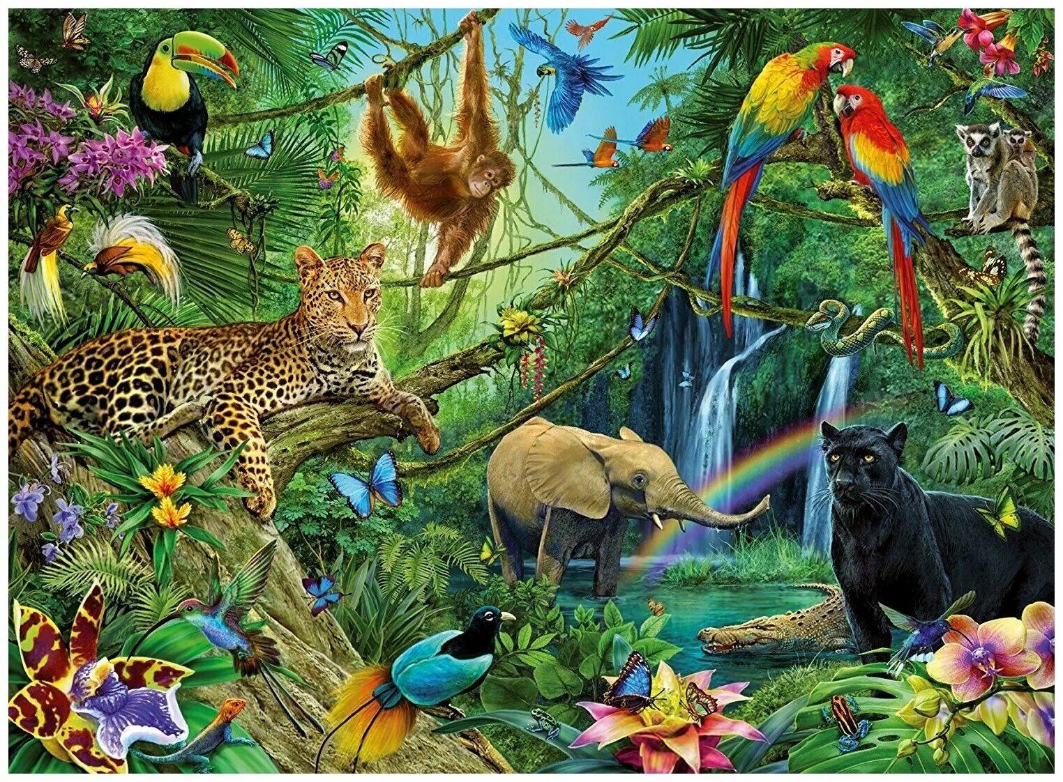 Картинка животный мир для детей Пазл Ravensburger XXL Джунгли (12660), 200 дет. - купить по выгодной цене на Янд