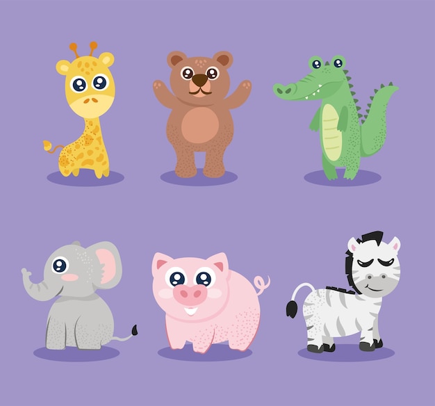 Картинки 6 животных Animals Cartoon Characters Images - Free Download on Freepik