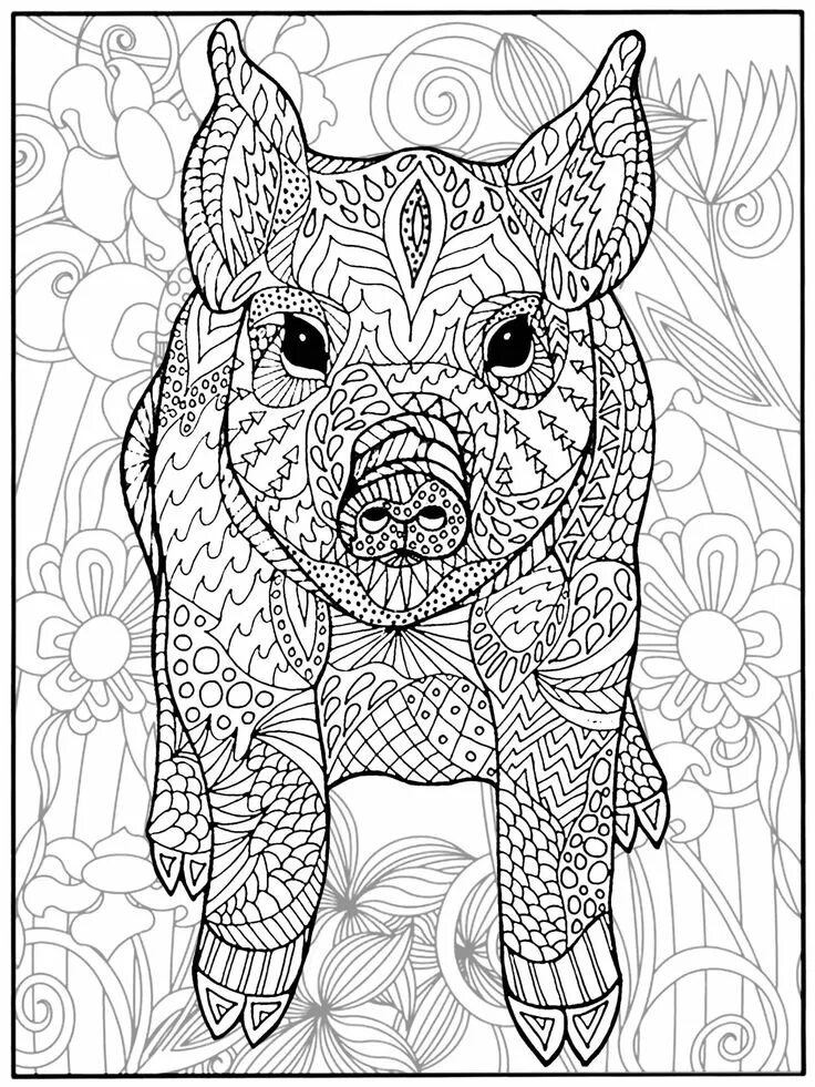 Картинки антистресс животные 5 Farm Animals Nursery Black and White pig and flowers from the gallery pigs col