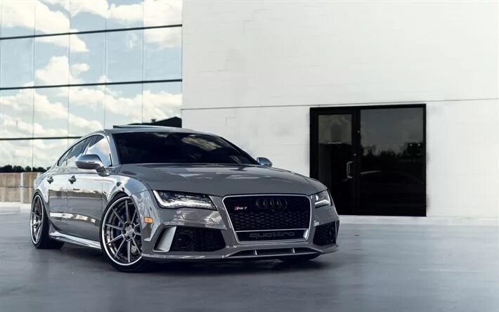 Картинки ауди тюнинг Download wallpapers Audi RS7, Quattro, 2018, Silver RS7, sports sedan, coupe, fr