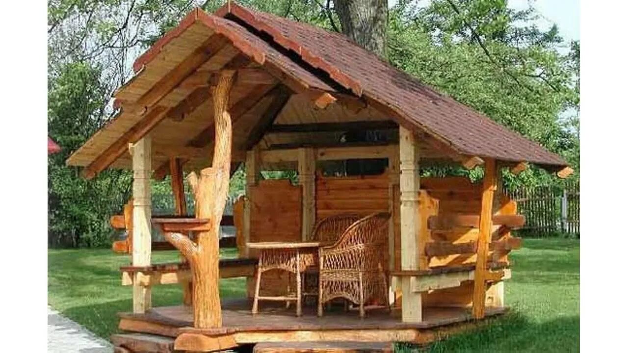 Картинки беседок из дерева своими руками Small garden gazebo - YouTube