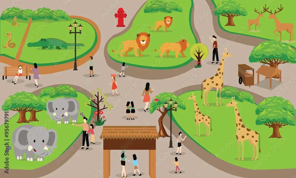 Картинки без животных zoo cartoon people family with animals scene vector illustration background from