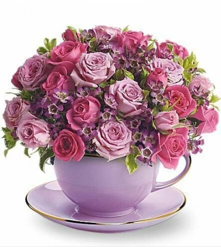 Картинки букеты роз с пожеланием доброго Pin by hale sumer on Güller Teacup flowers, Flower arrangements, Flowers bouquet