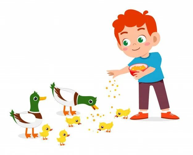 Картинки дети кормят животных Happy cute boy feeding cute duck Premium... Premium Vector #Freepik #vector #foo