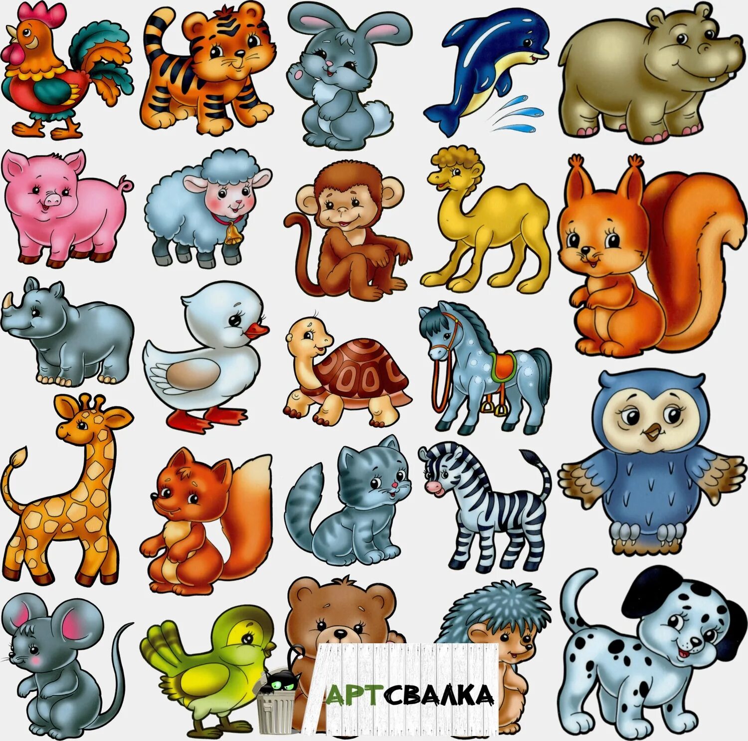 Картинки для детей 10 лет животные Забавные рисованные зверушки Funny cartoon animals РОСПИСЬ ПРЕДМЕТОВ. Постила