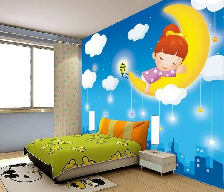 Картинки для спальни в детском саду оформление KT071 guangzhou ihouse 3D cartoon princess wallpaper mural Alibaba.com