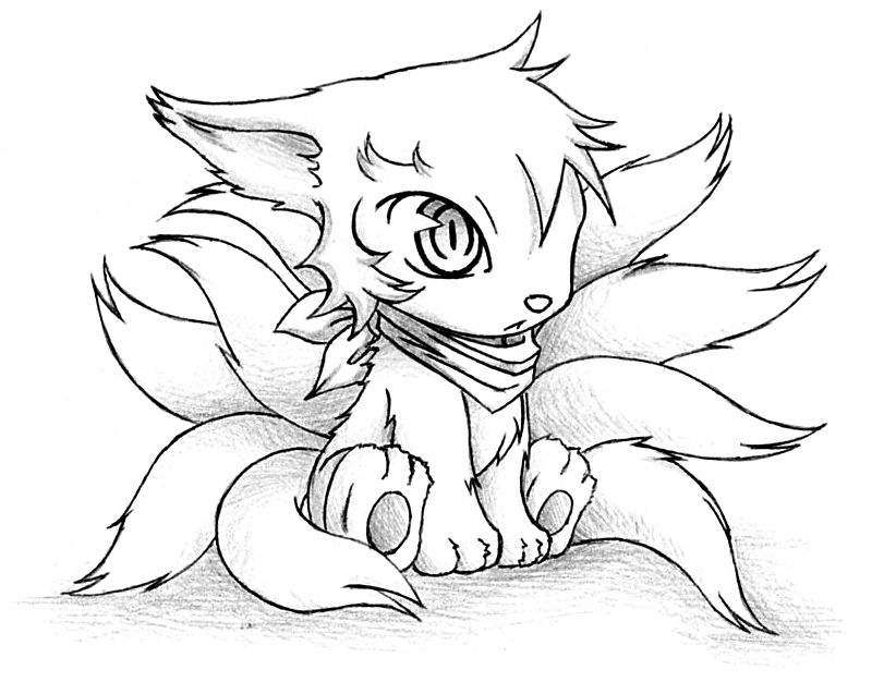 Картинки для срисовки аниме животные Boy Gumiho Chibi Ninetails Form Anime wolf, Chibi, Sketches