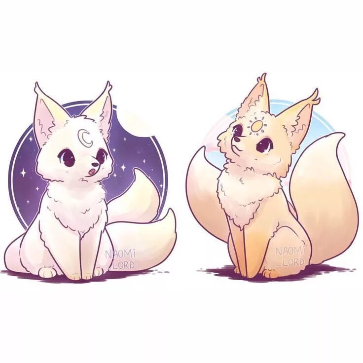 Картинки для срисовки аниме животные The Sun and the Moon #kawaii #foxes #koreanfolks (... - #foxes #kawaii #koreanfo