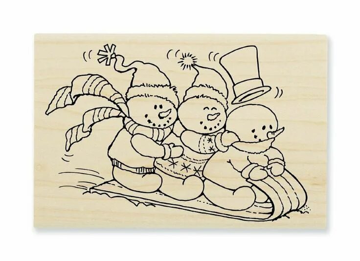 Картинки для выжигания к новому году STAMPENDOUS Wood Mounted Rubber Stamp - SNOWY SLED - P234 #Stampendous #Backgrou