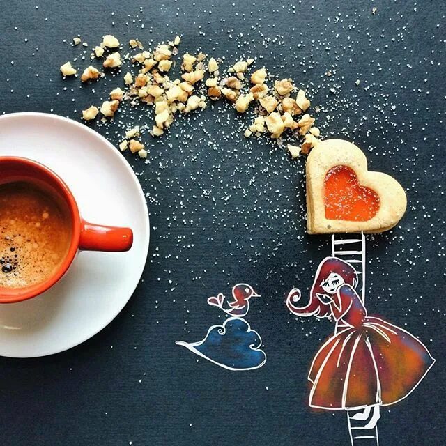 Картинки доброе позитивные с кофе Little Coffee Stories by Cinzia Bolognesi Coffee dessert, Chocolate tea, Coffee 