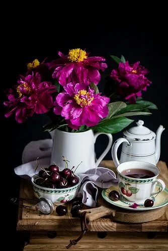 Картинки доброе утро добрый вечер цветы cherry Good morning coffee, Tea culture, Breakfast pictures