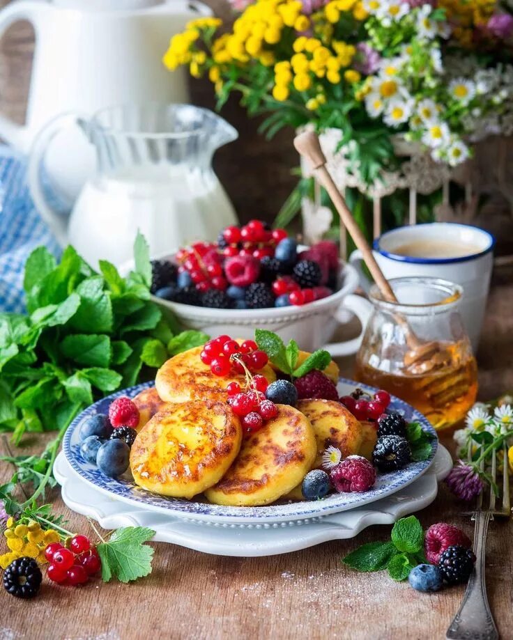 Картинки доброе утро хорошего дня с овощами Cottage cheese pancakes (syrniki)// Просто картина про доброе утро, хоть в моем 