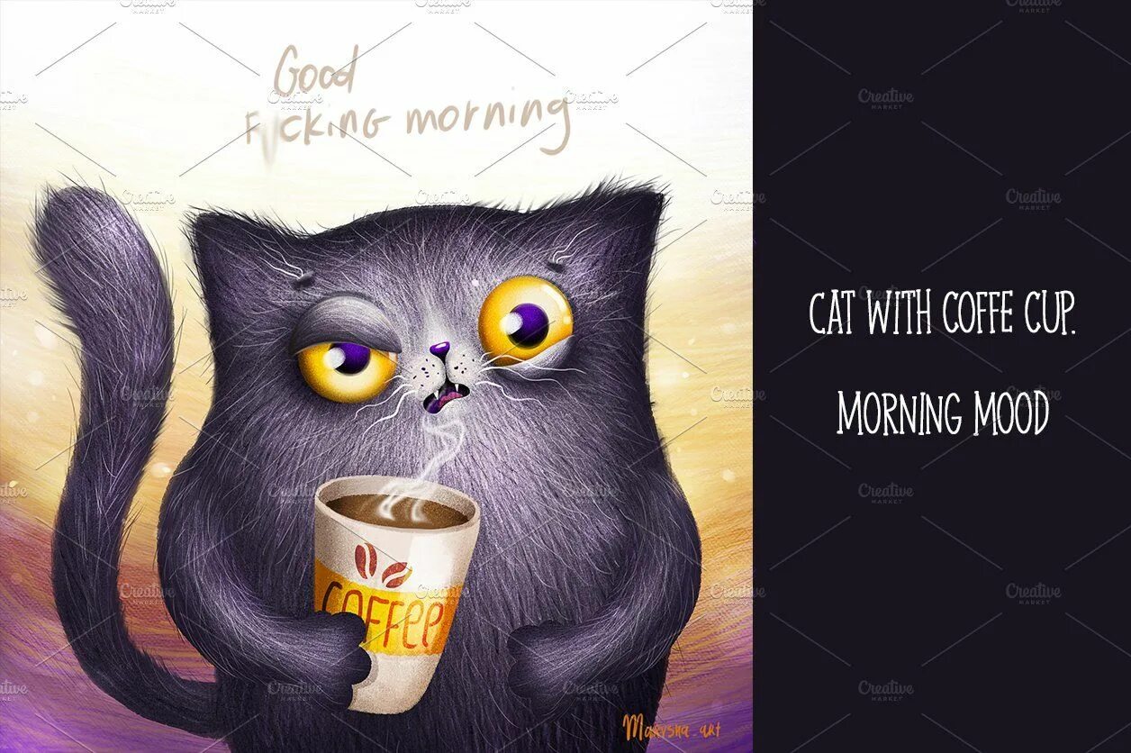 Картинки доброе утро в контакте прикольные Cat with coffe cup. Morning mood Seamless patterns, Morning mood, Graphic illust