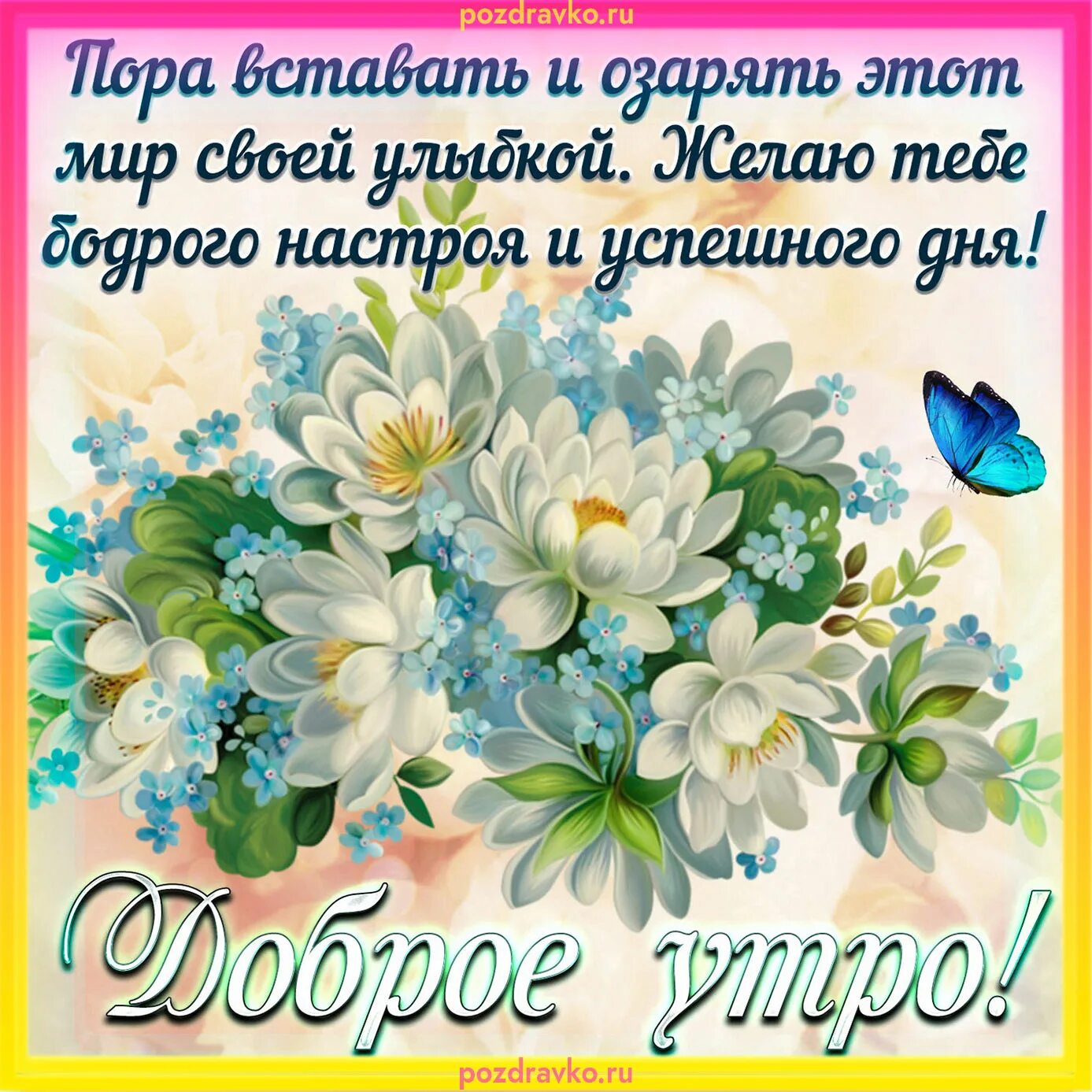 Картинки доброго дня с жизнеутверждающими пожеланиями Открытка с добрым утром и цветами и пожеланием - скачать бесплатно