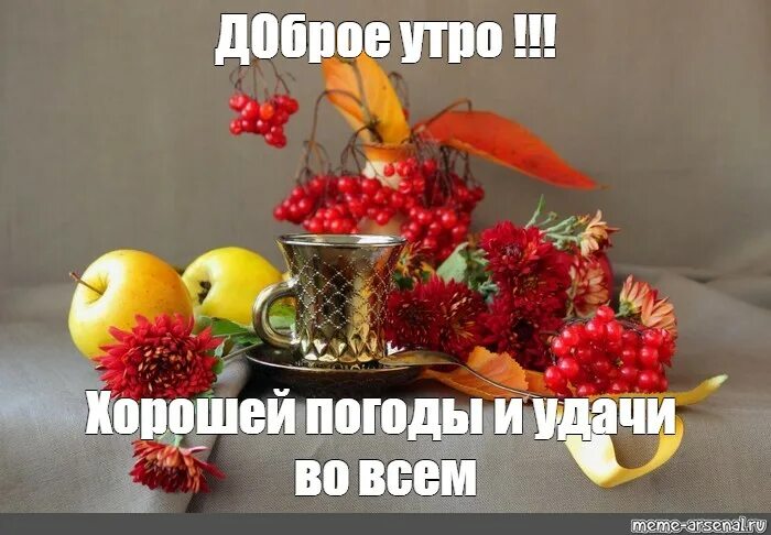 Картинки доброго утра здоровья хорошего дня осенние Meme: "ДОброе утро !!! Хорошей погоды и удачи во всем" - All Templates - Meme-ar