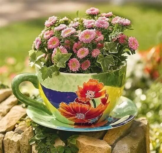 Картинки добрым утром летние позитивные красивые 15+ Ideas De Jardines En Miniatura Mágicos En Una Taza De Café Tea cups, Cup, Tr