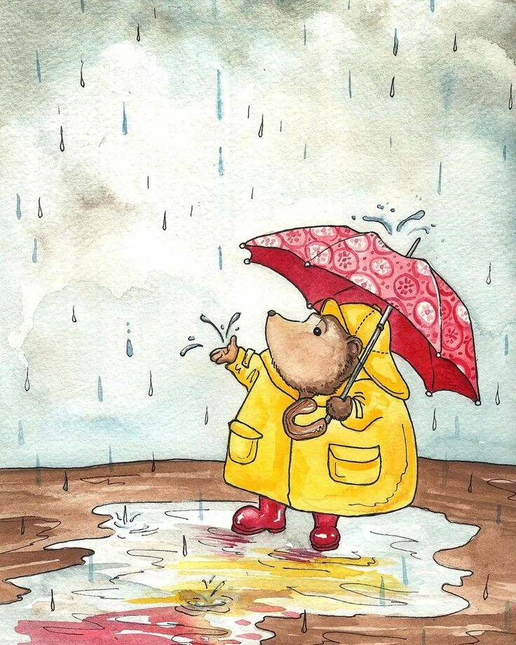 Картинки добрым утром смешные прикольные дождь Hedgehog in the Rain by Pseudooctopus on deviantART Hedgehog art, Umbrella art, 