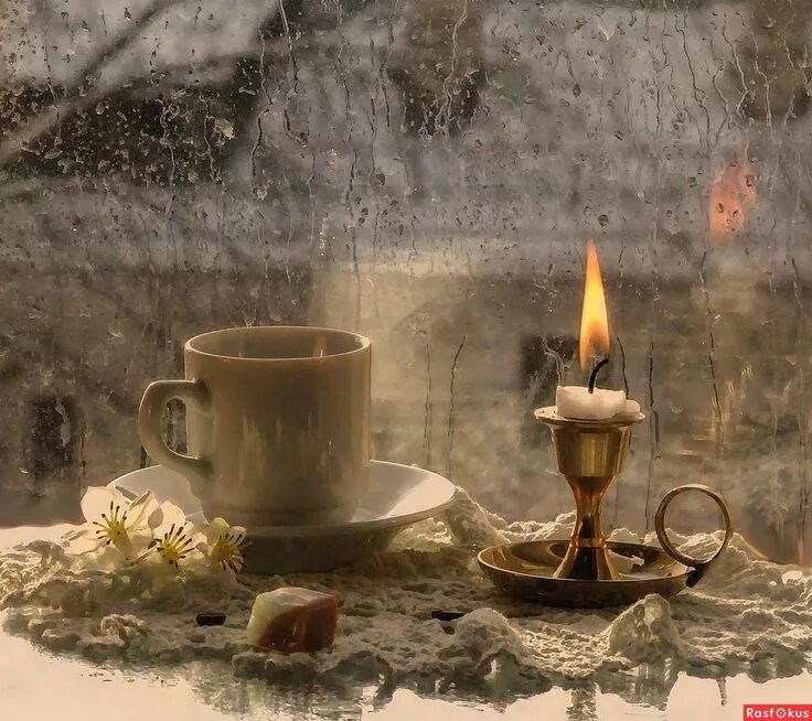 Картинки добрый вечер дождь Декупаж под Микроскопом Coffee candle, Candle gif, Candle in the wind