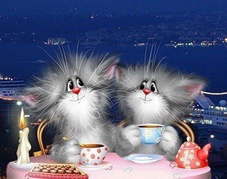 Картинки добрый вечер новые с юмором Pin on Cats Кошки Kitten cartoon, Cat art, Animated images