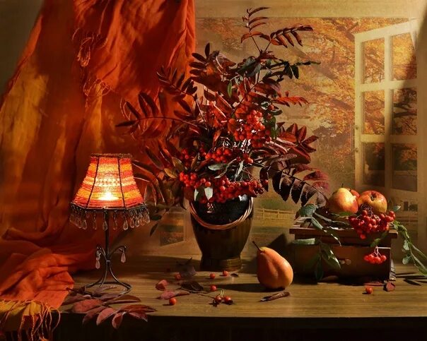 Картинки добрый вечер с рябиной Autumn always begins with a dose of sadness, Thinking about something new and im