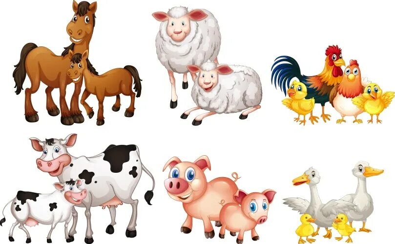Картинки домашних животных для детей цветные Set farm animal Royalty Free Vector Image - VectorStock