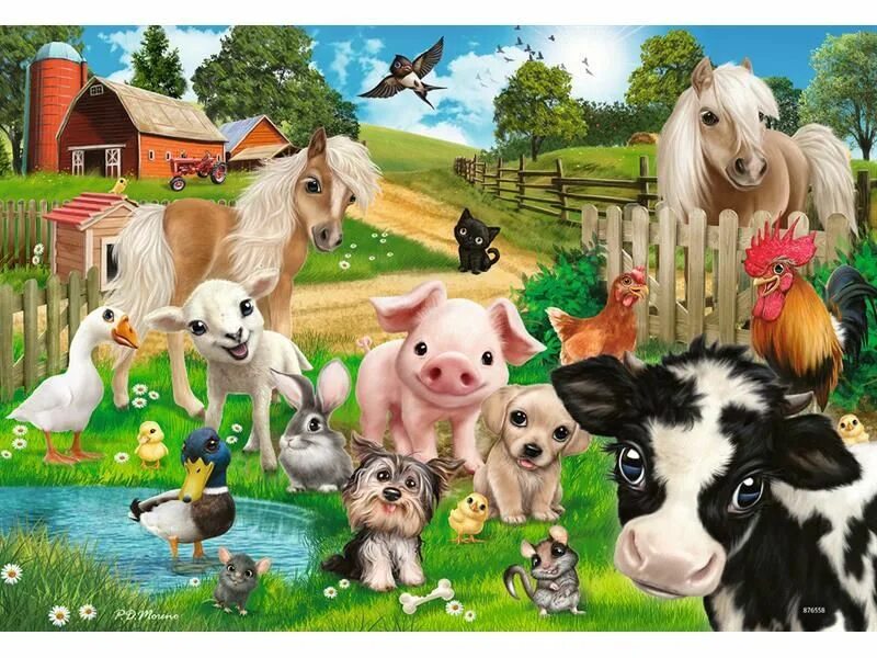 Картинки домашних животных двор купить пазлы для детей - hobby-puzzle.ru