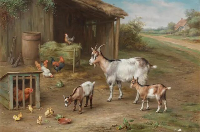 Картинки домашних животных двор Edgar Hunt (British, 1876-1953)Farmyard gatheringsigned and dated 'E Hunt 1925' 