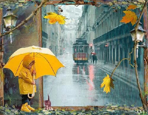 Картинки дождливая осень красивые с пожеланиями Pory roku Autumn scenes, Fall pictures, Rain animation