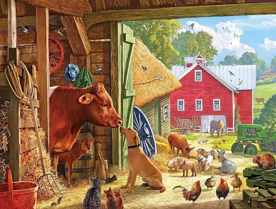 Картинки фермы с животными Amazon.com: Cow Cross Stitch