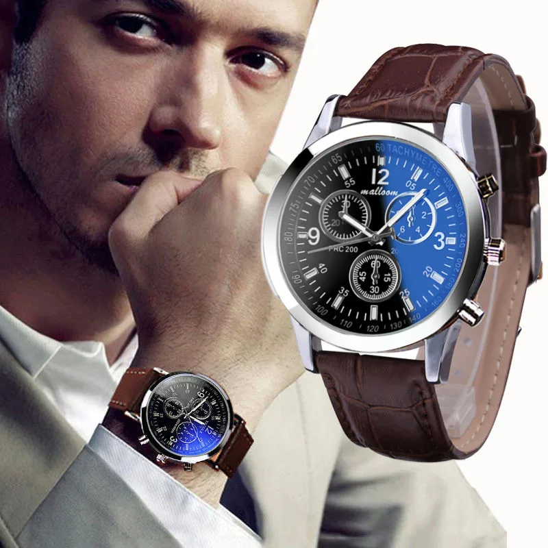 Картинки фото часов New Luxury Elegant Men Watch Men's Fashion Faux Leather Band Watches Mens Busine