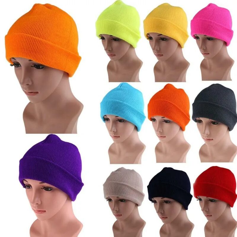 Картинки фото шапки 19 Colors High Quality Hats Female Winter Beanies Solid Candy Color Men Women Wa