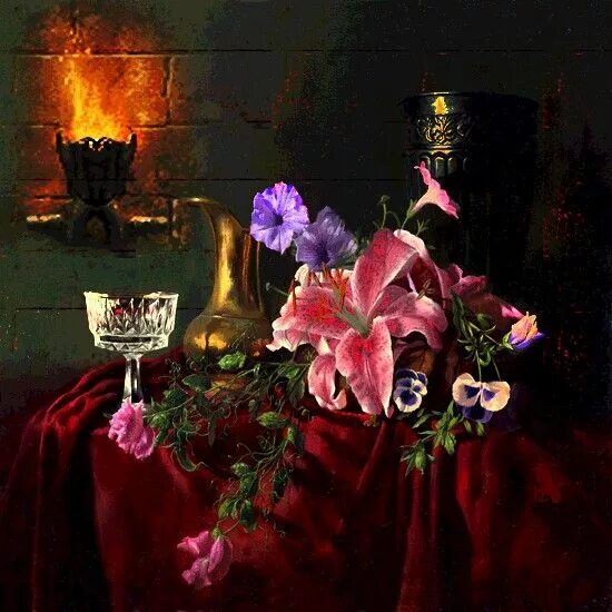 Картинки гифки добрый вечер цветы Pin by S A on Flowers Good night gif, Flowers, Painting