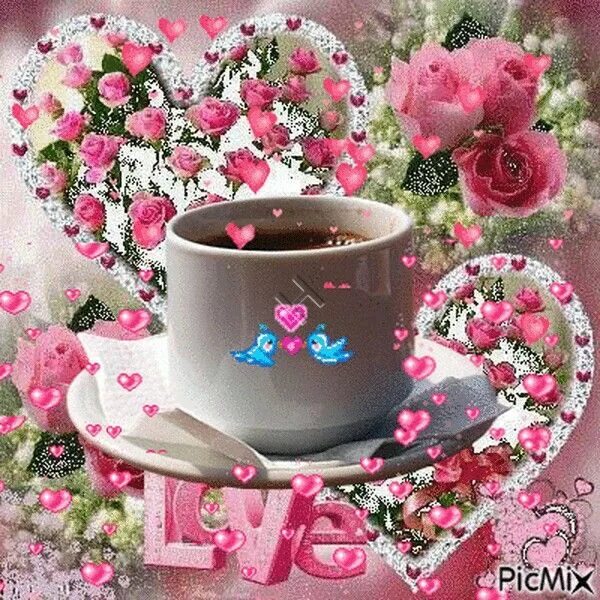 Картинки гифки очень красиво доброе утро Morgen kafe Fleurs bonne journée, Vidéo bonne journée, Gif amour